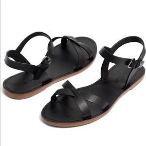 Madewell “boardwalk” quarter strap black leather sandals